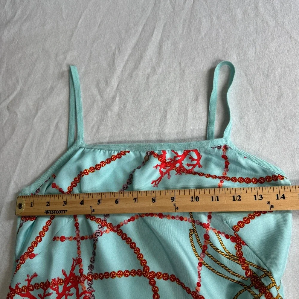 J.McLaughlin Silk Front Coral Chain Print Camisole Tank Top Blue Womens XS - Picture 5 of 8